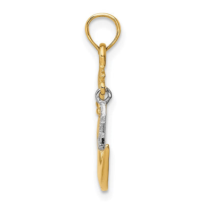 14K Two-Tone Polished Half Moon and Star Pendant