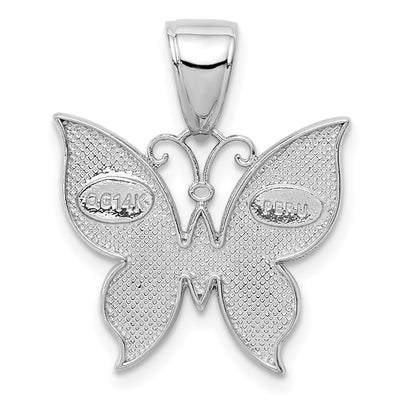 14K White Gold Butterfly Pendant