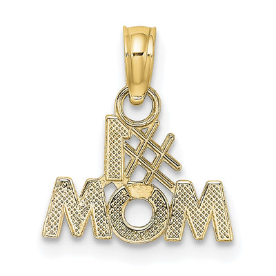 14K Polished #1 Mom Pendant, 12.4 x 14.5mm