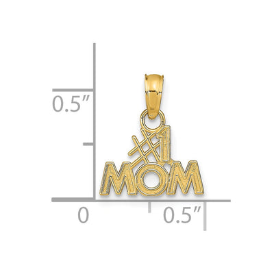 14K Polished #1 Mom Pendant, 12.4 x 14.5mm