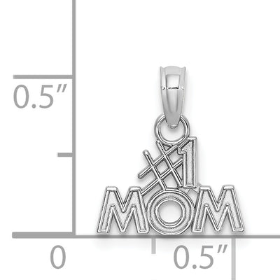 14K White Gold #1 Mom Charm, 12.4 x 14.5mm