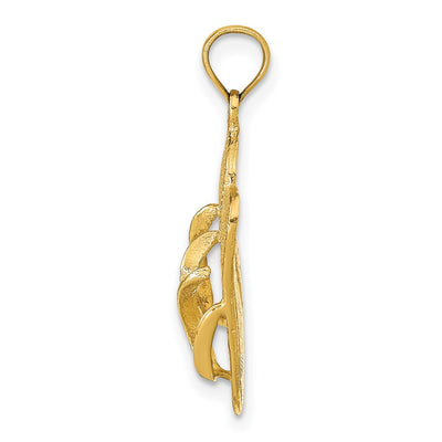 14K 3D KEY WEST Reversible Flip Flops Pendant