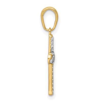 14K w/Rhodium D/C Cross Pendant, 24.41 x 12.82mm