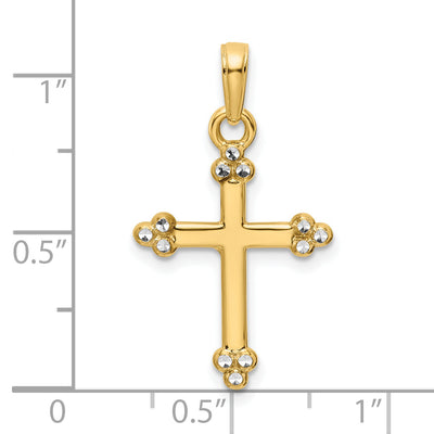 14K w/Rhodium D/C Cross Pendant, 27.84 x 16.16mm