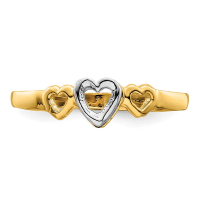 14K Two-tone Gold Hearts Ring