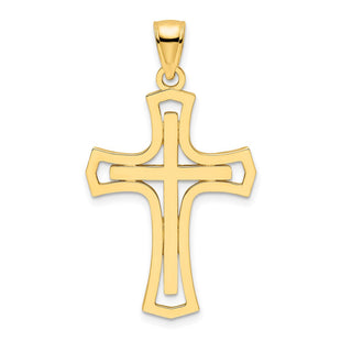 14K Polished Double Cross Pendant (Style K9875)