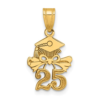 14K Graduation Cap and Diploma - 2025 Charm, 21.45 x 12mm