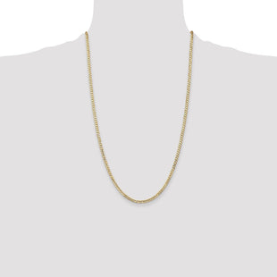 14K Open Concave Curb with Lobster Clasp Chain (Style LCR080-26)