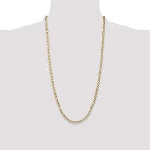 14K Open Concave Curb with Lobster Clasp Chain (Style LCR100-28)