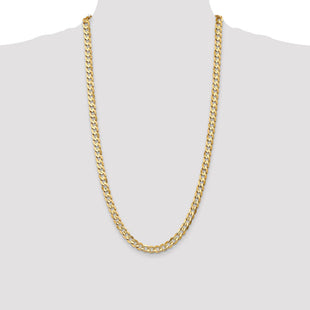 14K Open Concave Curb with Lobster Clasp Chain (Style LCR180-28)