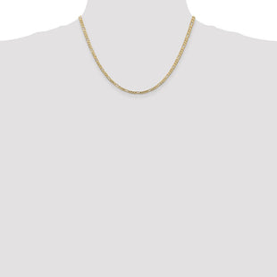 14K Concave Open Figaro with Lobster Clasp Chain (Style LFG080-18)