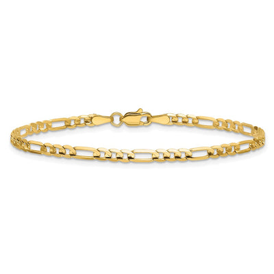 14K Concave Open Figaro with Lobster Clasp Bracelet, 7 x 3mm