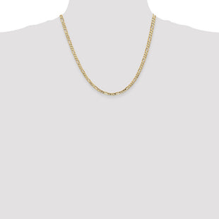 14K Concave Open Figaro with Lobster Clasp Chain (Style LFG100-20)