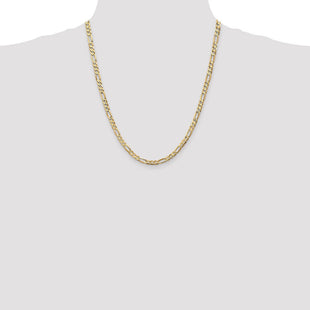 14K Concave Open Figaro with Lobster Clasp Chain (Style LFG120-22)