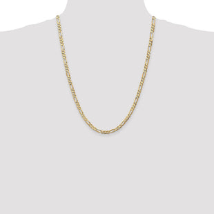 14K Concave Open Figaro with Lobster Clasp Chain (Style LFG120-24)