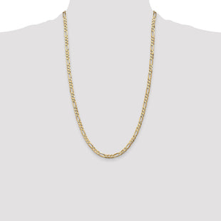 14K Concave Open Figaro with Lobster Clasp Chain (Style LFG120-26)