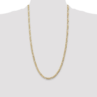 14K Concave Open Figaro with Lobster Clasp Chain (Style LFG120-28)