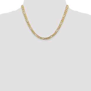 14K Concave Open Figaro with Lobster Clasp Chain (Style LFG140-18)