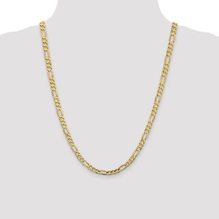 14K Concave Open Figaro with Lobster Clasp Chain (Style LFG140-24)