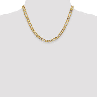 14K Concave Open Figaro with Lobster Clasp Chain (Style LFG160-18)