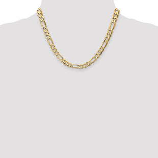 14K Concave Open Figaro with Lobster Clasp Chain (Style LFG180-18)