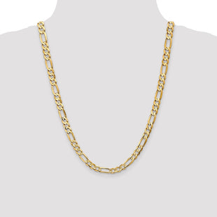 14K Concave Open Figaro with Lobster Clasp Chain (Style LFG180-24)