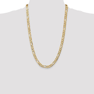 14K Concave Open Figaro with Lobster Clasp Chain (Style LFG180-26)