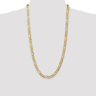 14K Concave Open Figaro with Lobster Clasp Chain (Style LFG180-28)