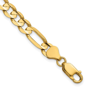 14K Concave Open Figaro with Lobster Clasp Bracelet (Style LFG180-7)
