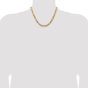 14K Concave Open Figaro with Lobster Clasp Chain (Style LFG200-18)