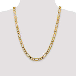 14K Concave Open Figaro with Lobster Clasp Chain (Style LFG200-24)