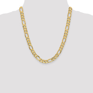 14K Concave Open Figaro with Lobster Clasp Chain (Style LFG220-22)