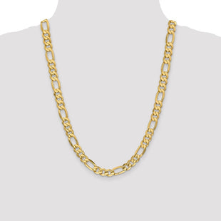 14K Concave Open Figaro with Lobster Clasp Chain (Style LFG220-24)