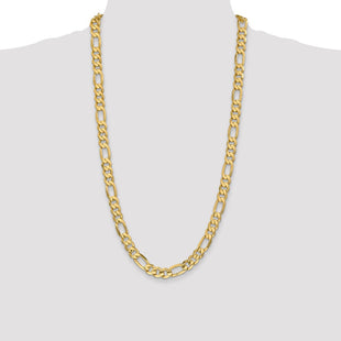 14K Concave Open Figaro with Lobster Clasp Chain (Style LFG220-28)
