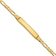 14K Polished Solid Chain/Solid Plate Figaro Link Diamond-cut 32.5x6. Plate ID Bracelet