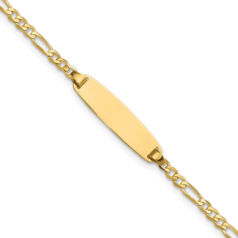 14K gold figaro link plate ID bracelet