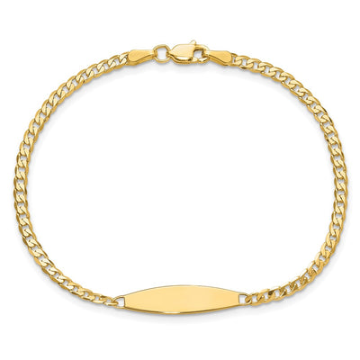 14K Polished Solid Chain/Solid Plate Curb Link 36x5.1mm Plate ID Bracelet