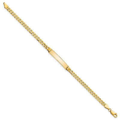 14K Polished Solid Chain/Solid Plate Curb Link Plate ID Bracelet
