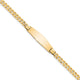 14K Polished Solid Chain/Solid Plate Curb Link Soft Diamond Shape 24.5x7. Plate ID Bracelet, 7 x 7.5mm