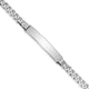 14K White Gold Polished Solid Chain/Solid Plate Flat Curb Link 38.5x7. Plate ID Bracelet