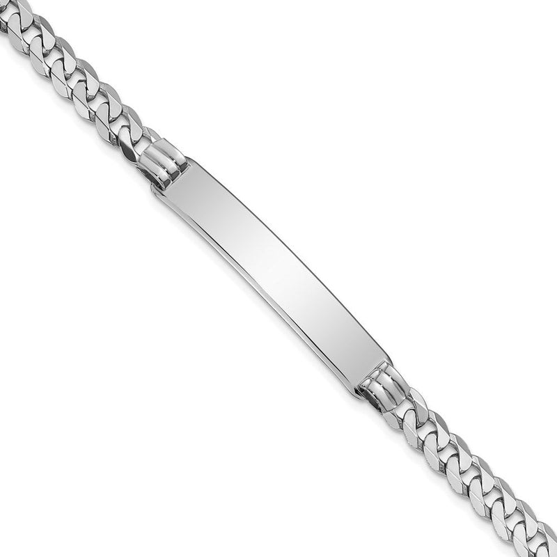 14K white gold curb link plate ID bracelet