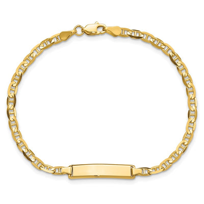 14K Polished Solid Chain/Solid Plate Anchor Link 19.5x4.5mm Plate ID Bracelet