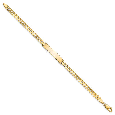14K Polished Solid Chain/Solid Plate Flat Curb Link 32.5x6.5mm Plate ID Bracelet