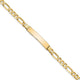 14K Polished Solid Chain/Solid Plate Flat Figaro Link 27.5x5. Plate ID Bracelet