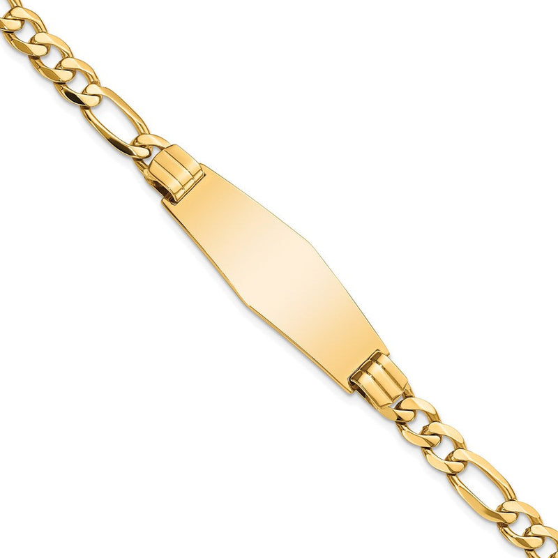 14K gold figaro link plate ID bracelet