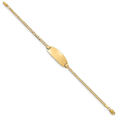 14K Polished Solid Chain/Solid Plate Curb Link Oval 24x10.5mm Plate ID Bracelet