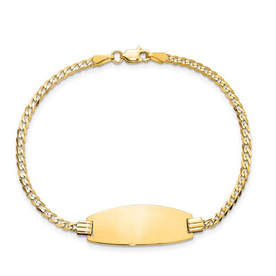 14K Polished Solid Chain/Solid Plate Curb Link Oval 24x10.5mm Plate ID Bracelet