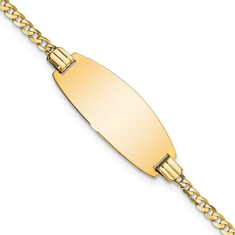 14K gold curb link oval ID bracelet
