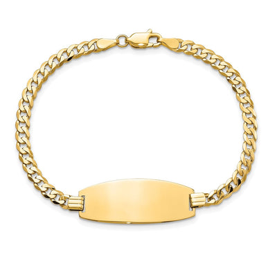 14K Polished Solid Chain/Solid Plate Curb Link Oval 27x11.5mm Plate ID Bracelet