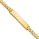 14K Polished Solid Chain/Solid Plate Flat Curb Link Diamond-cut 29x6. Plate ID Bracelet